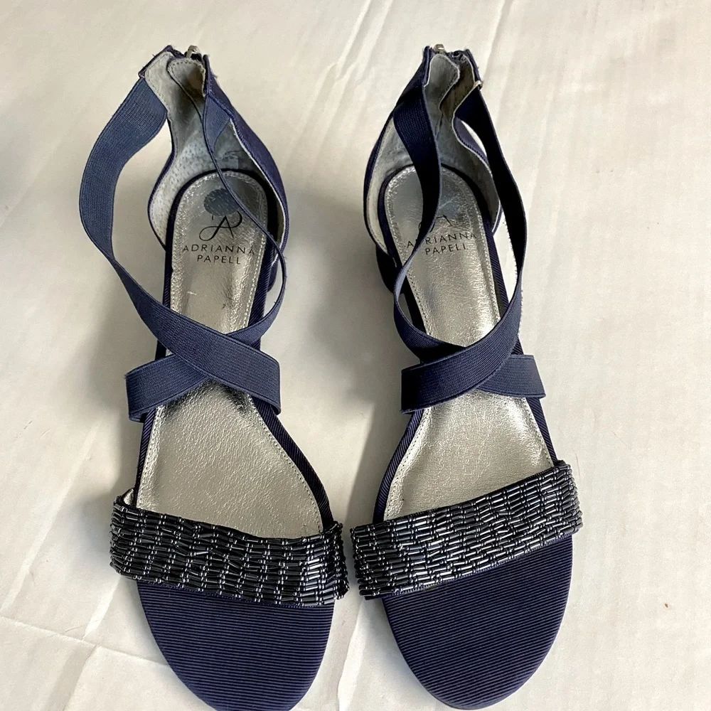 Adrianna Papell royal blue beaded shoes size 10.Beautiful beading. - Picture 3 of 13